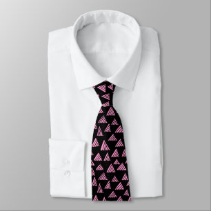 Hatched Triangles 250319 - Pink on Black Tie