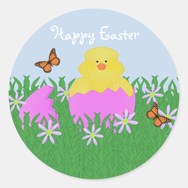 Hatching Baby Duck Happy Easter Stickers (Front)