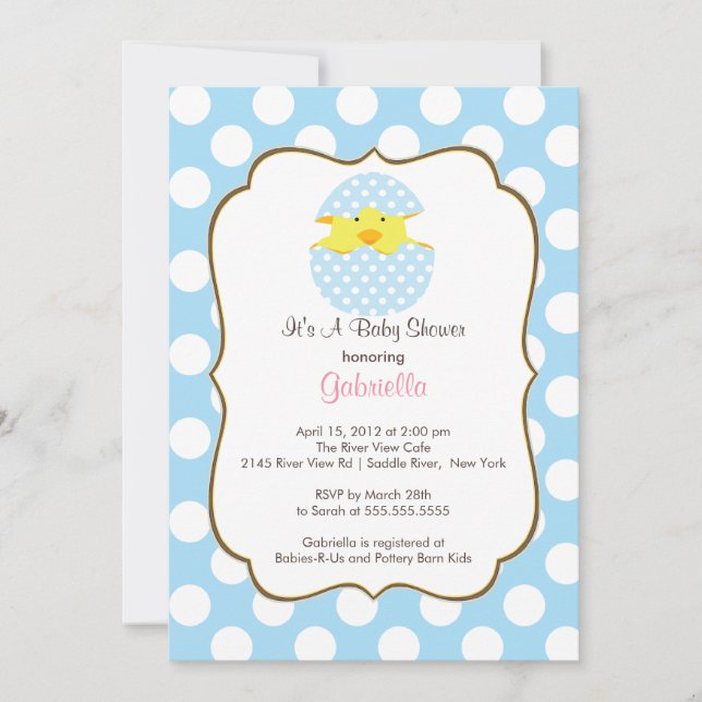 Hatching Chick Boy Baby Shower Invitation (Front)