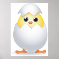 Hatching Chick Yellow Baby Chicken in Egg Shell
