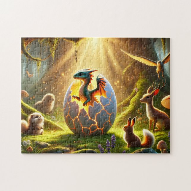 Hatching Dragon Magical Forest Scene Jigsaw Puzzle (Horizontal)