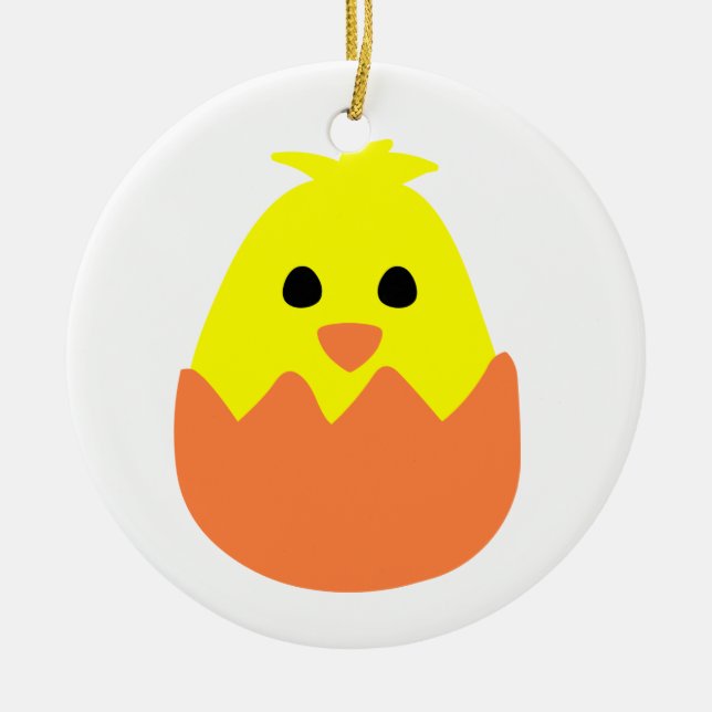 Hatching Easter Chick Ceramic Tree Decoration (Front)