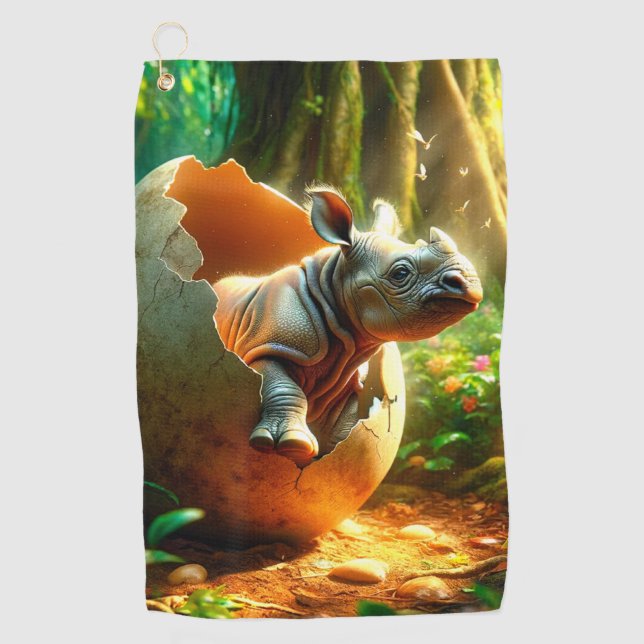 Hatching Rhino Golf Towel (Front)