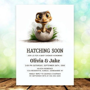 Hatching Soon Adorable Dinosaur Baby Shower Invitation