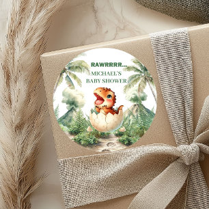 Hatching Soon Baby Dino Stickers Shower Theme