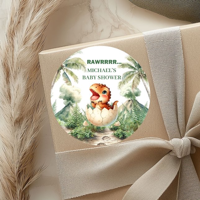 Hatching Soon Baby Dino Stickers Shower Theme (Hatching Soon Baby Dino Stickers Shower Theme)