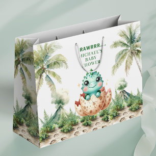 Hatching Soon Blue Dino Baby Shower Gift Bag