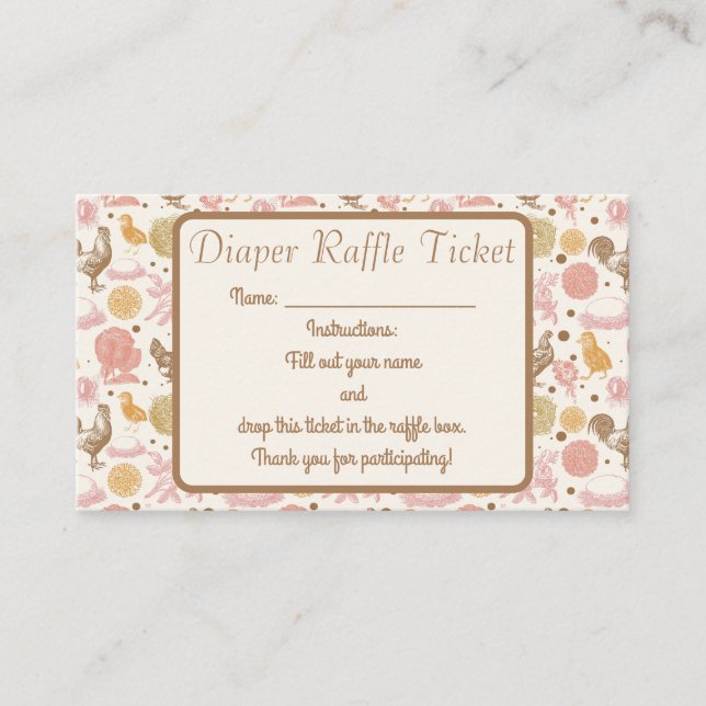 Hatching Soon Chicken Baby Shower Diaper Raffle Advice Card (Front)