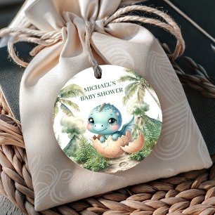 Hatching Soon Cute Dino Baby Shower Favour Tags