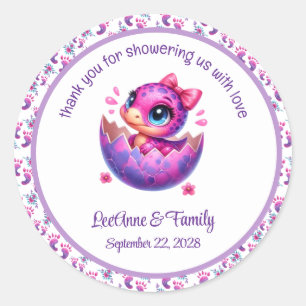 "Hatching Soon" Cute Dinosaur Baby Shower Classic Round Sticker