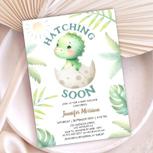 Hatching Soon Dinosaur Baby Shower Cute Baby Dino  Invitation