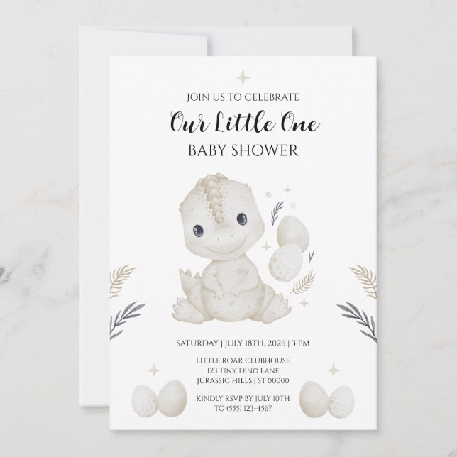 Hatching Soon Dinosaur Baby Shower Invitation (Front)