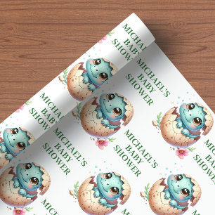 Hatching Soon Dinosaur Baby Shower Wrapping Paper
