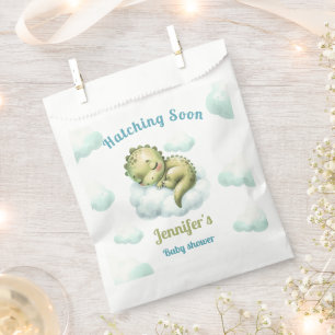 Hatching Soon Dinosaur Modern Baby Shower Boy Favour Bags