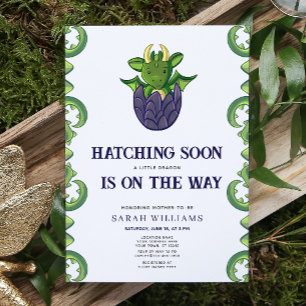 Hatching Soon Gender Neutral Dragon Baby Shower Invitation