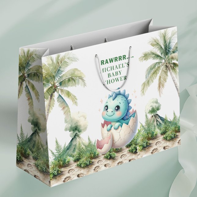 Hatching Soon Gift Bag Baby Dino Shower Decor (Hatching Soon Gift Bag Baby Dino Shower Decor)