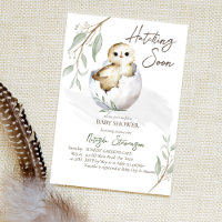 Hatching soon little bird inside egg baby shower