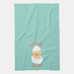 Hatchy Easter cute hatching chick Tea Towel