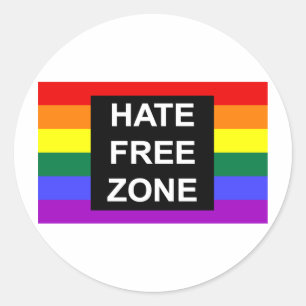 Hate Free Zone Classic Round Sticker