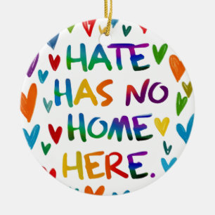 Hate Has No Home Here Colorful Heart Statement Art Ceramic Tree Decoration