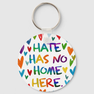 Hate Has No Home Here Colorful Heart Statement Art Key Ring