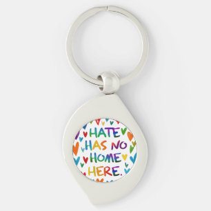 Hate Has No Home Here Colorful Heart Statement Art Key Ring