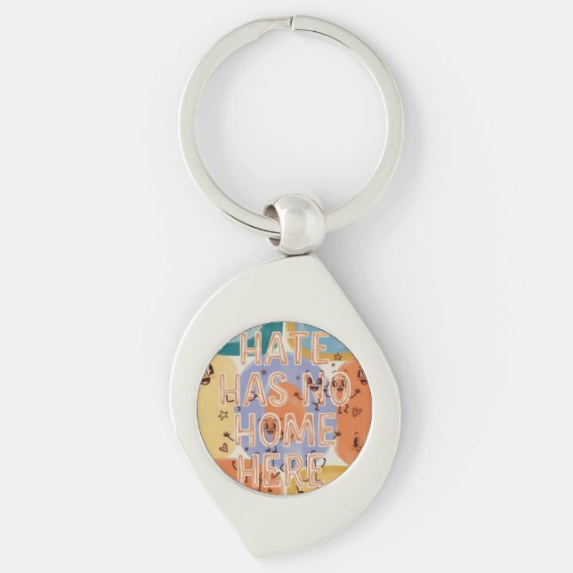 Hate Has No Home Here Playful Character Art Key Ring (Front)