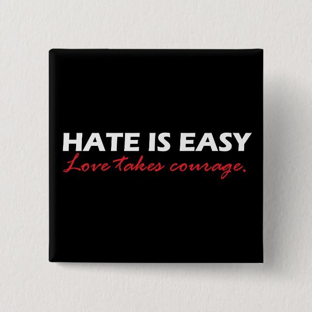 Hate is easy [black]. 15 cm square badge (Front)