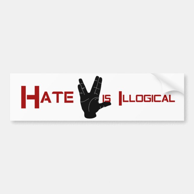 Hate is Illogical Equality Bumper Sticker Decal (Front)