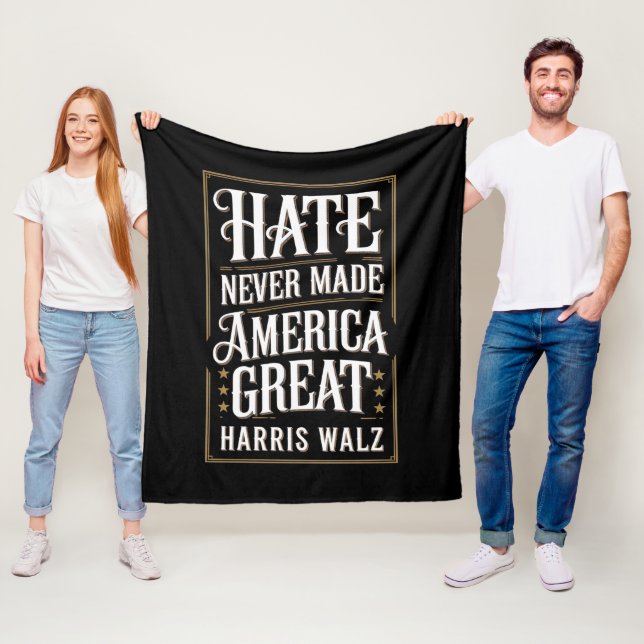 Hate Never Made America Great Kamala Harris Walz  Fleece Blanket (In Situ)