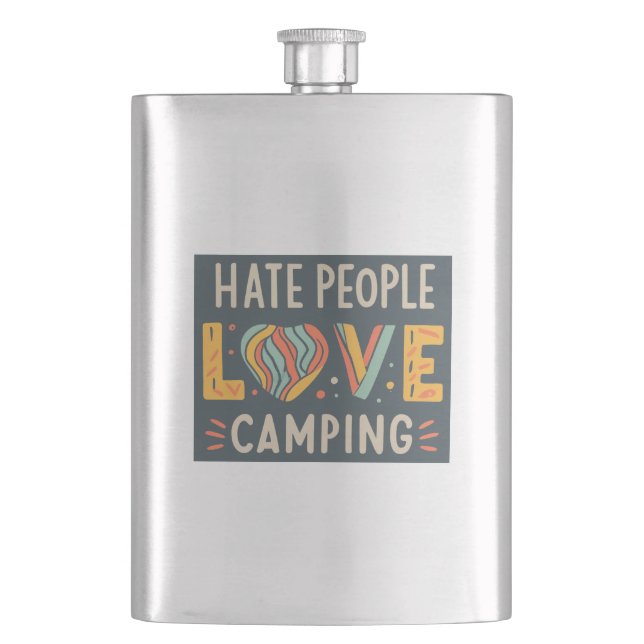 Hate People Love Camping Hip Flask (Front)