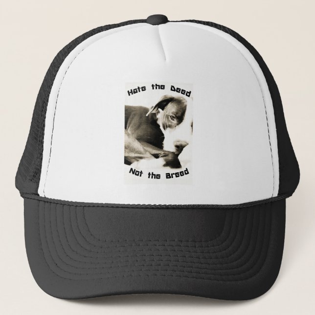 hate the deed not the breed pitbull trucker hat (Front)