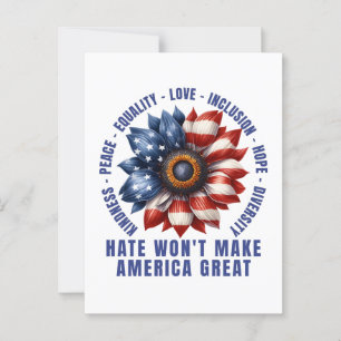 Hate Won't Make America Great Postcard