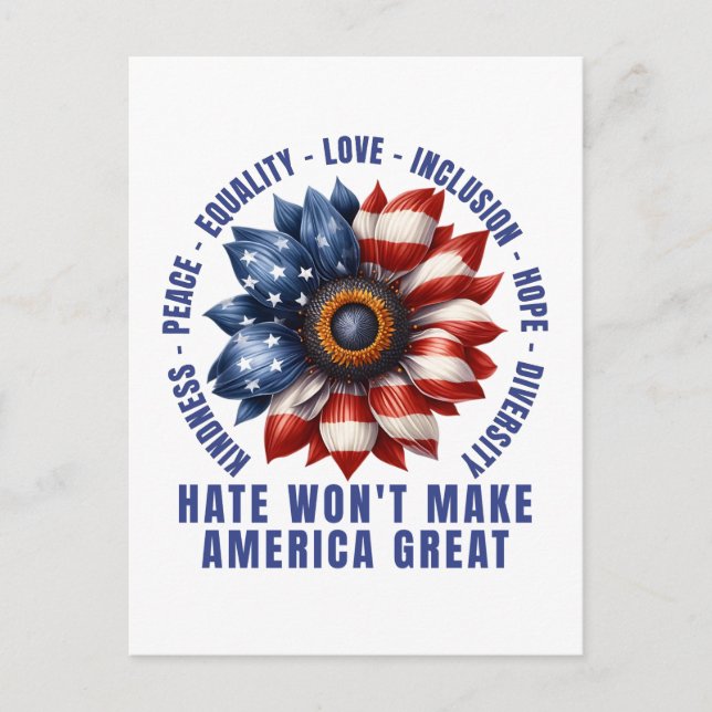 Hate Won't Make America Great Postcard (Front)