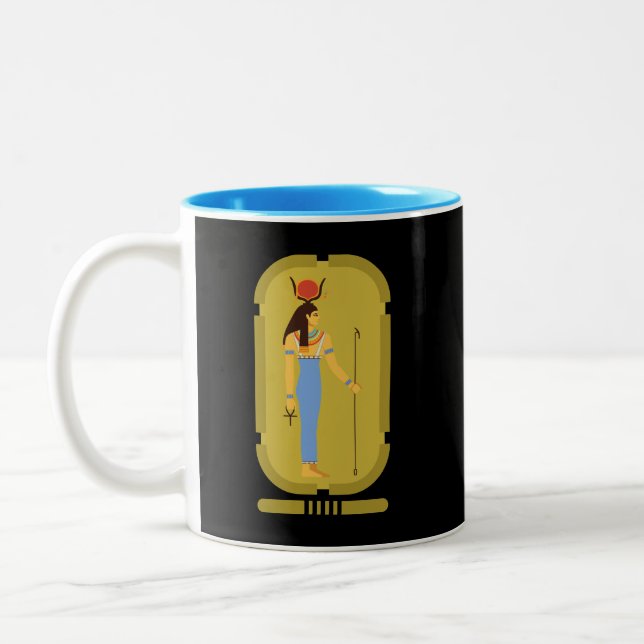 Hathor Egyptian Goddess Two-Tone Coffee Mug (Left)