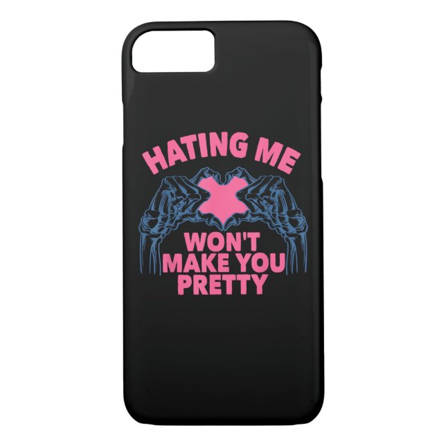 Hating Me Won't Make You Pretty Skeleton Hand Hear Case-Mate iPhone Case (Back)