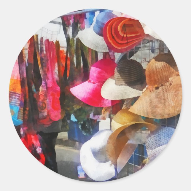 Hats and Purses at Street Fair Classic Round Sticker (Front)