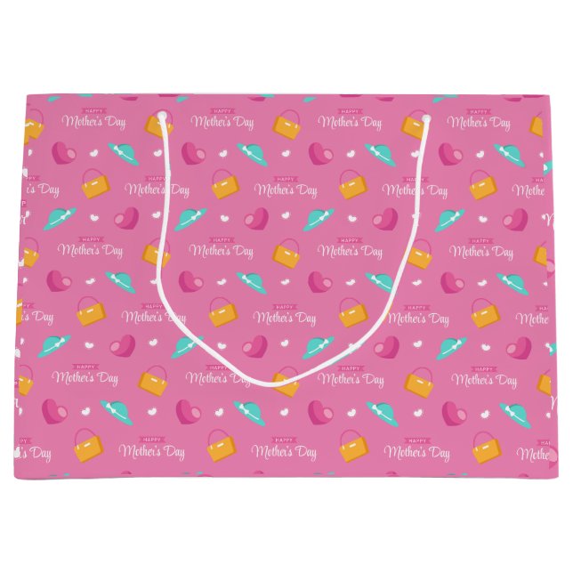 Hats, Hearts and Handbags Mother's Day  Large Gift Bag (Front)