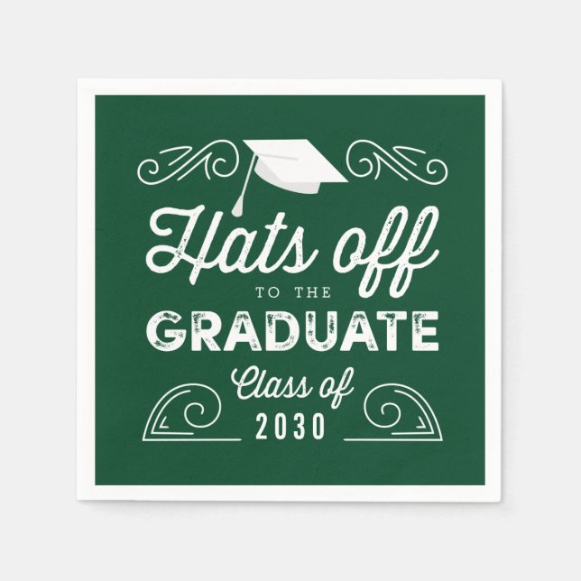 Hats Off EDITABLE COLOR Graduation Napkins (Front)