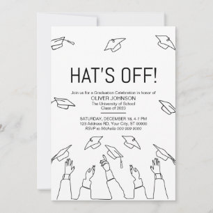 Hat's Off, Modern Graduation Party Invitation