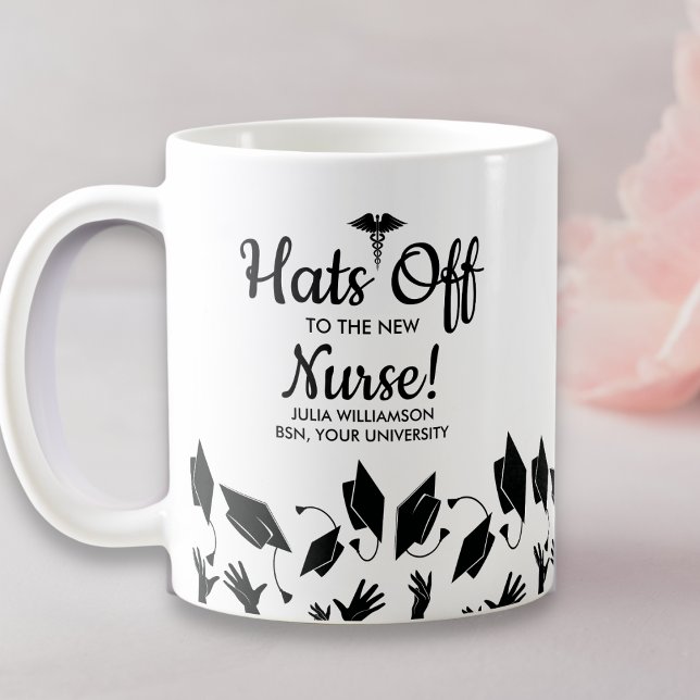 Hats Off Nursing School Graduation Name School Coffee Mug (Creator Uploaded)