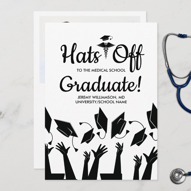 Hats off to Medical School Doctor Graduation Party Invitation (Creator Uploaded)