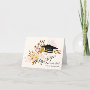 Hats off to the Graduate Boho Flowers Thank You Card