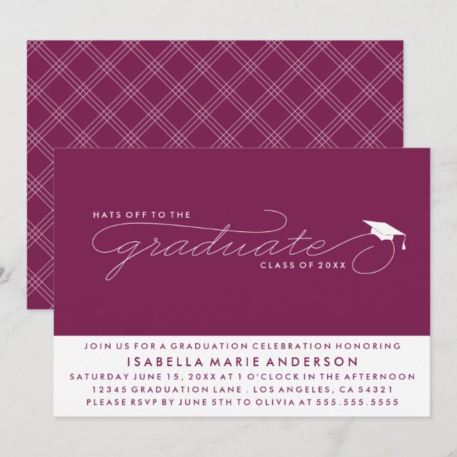 HATS OFF TO THE GRADUATE | GRADUATION INVITATION (Front/Back)