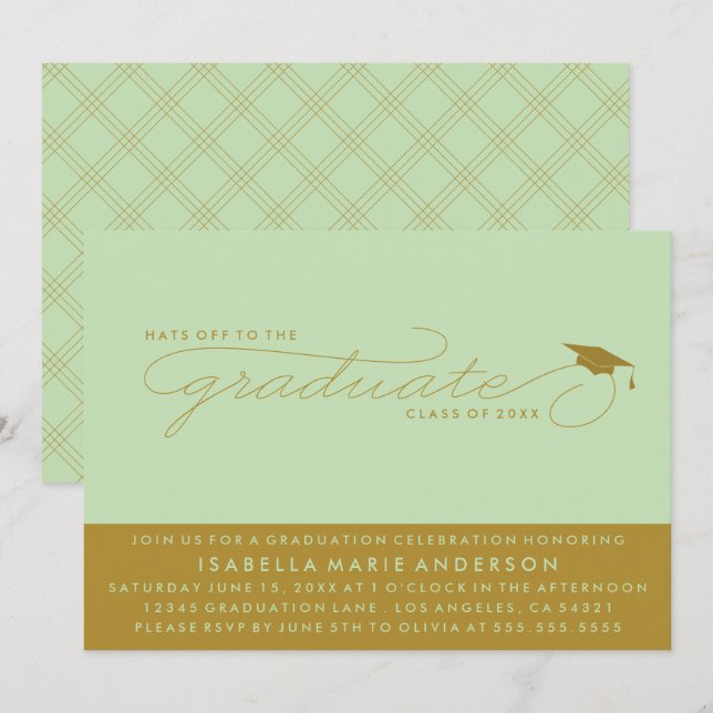 HATS OFF TO THE GRADUATE | GRADUATION INVITATION (Front/Back)