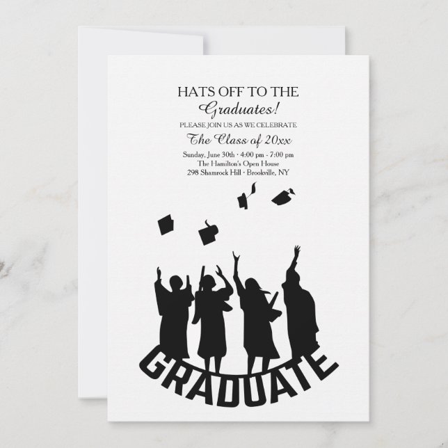 Hats Off To The Graduates Invitation (Front)