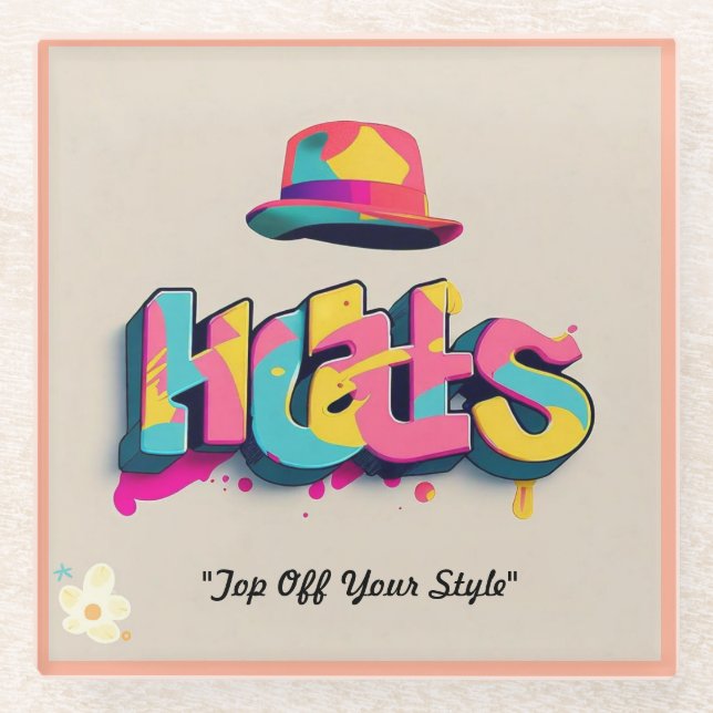 "Hat's the Way" Glass Coaster (Front)