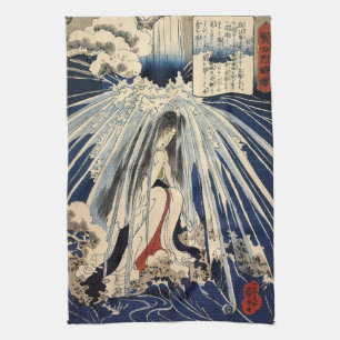 Hatsuhana Doing Penance by Utagawa Kuniyoshi Tea Towel