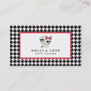 HAUGHTY HOUNDSTOOTH CARD   B&W   CUSTOMIZABLE