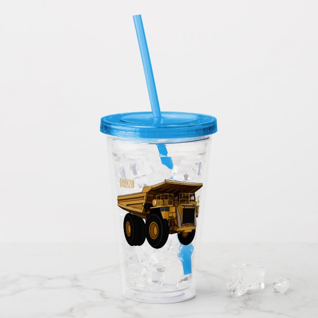 Haul truck cartoon illustration acrylic tumbler (Front Ice)